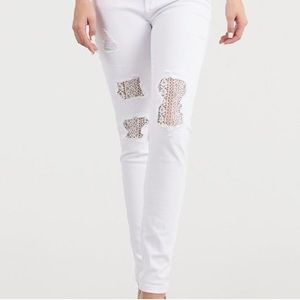 High waisted  Judy Blues with lace cutouts